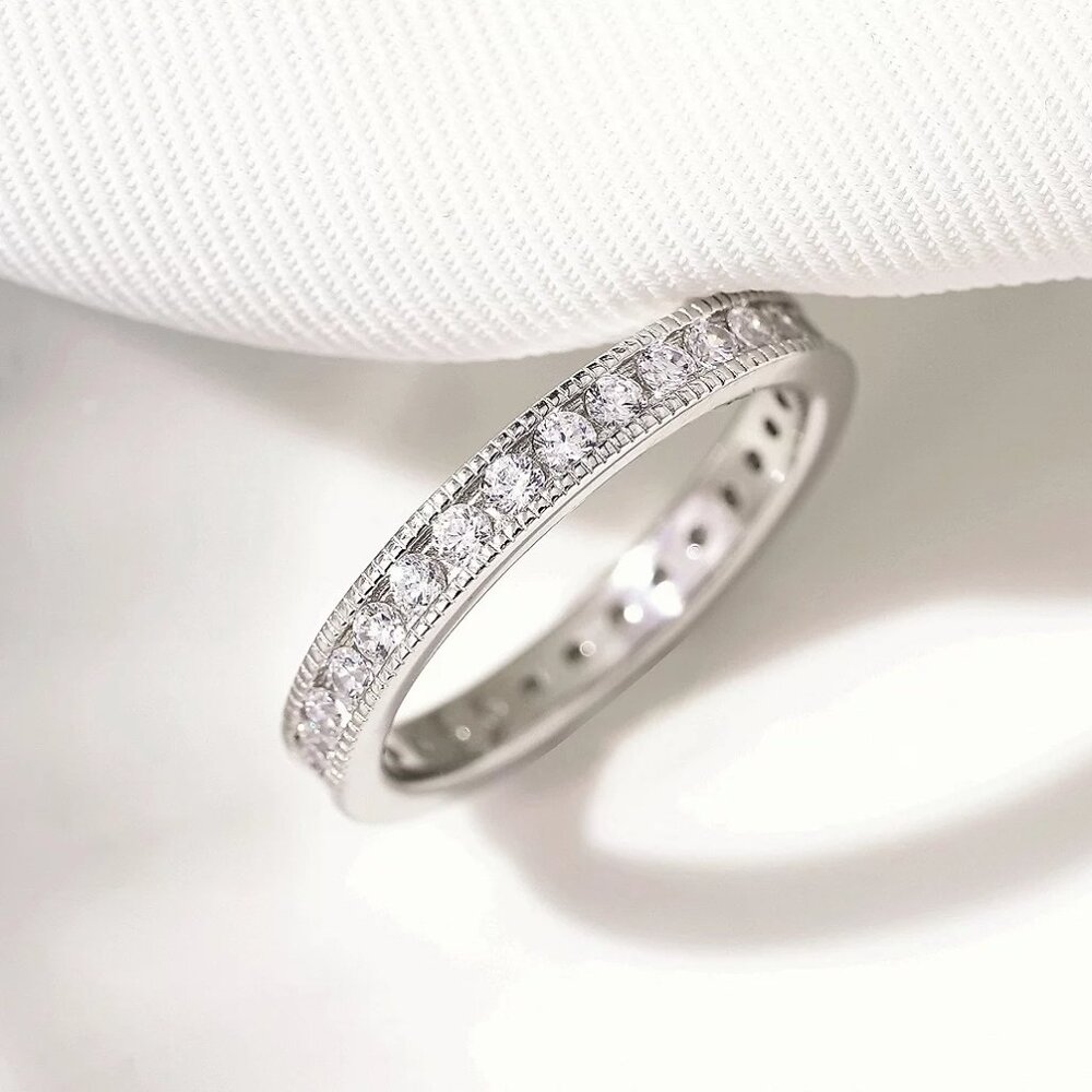 Diamonique 1.10 cttw Round Eternity Band Ring,Platinum Clad